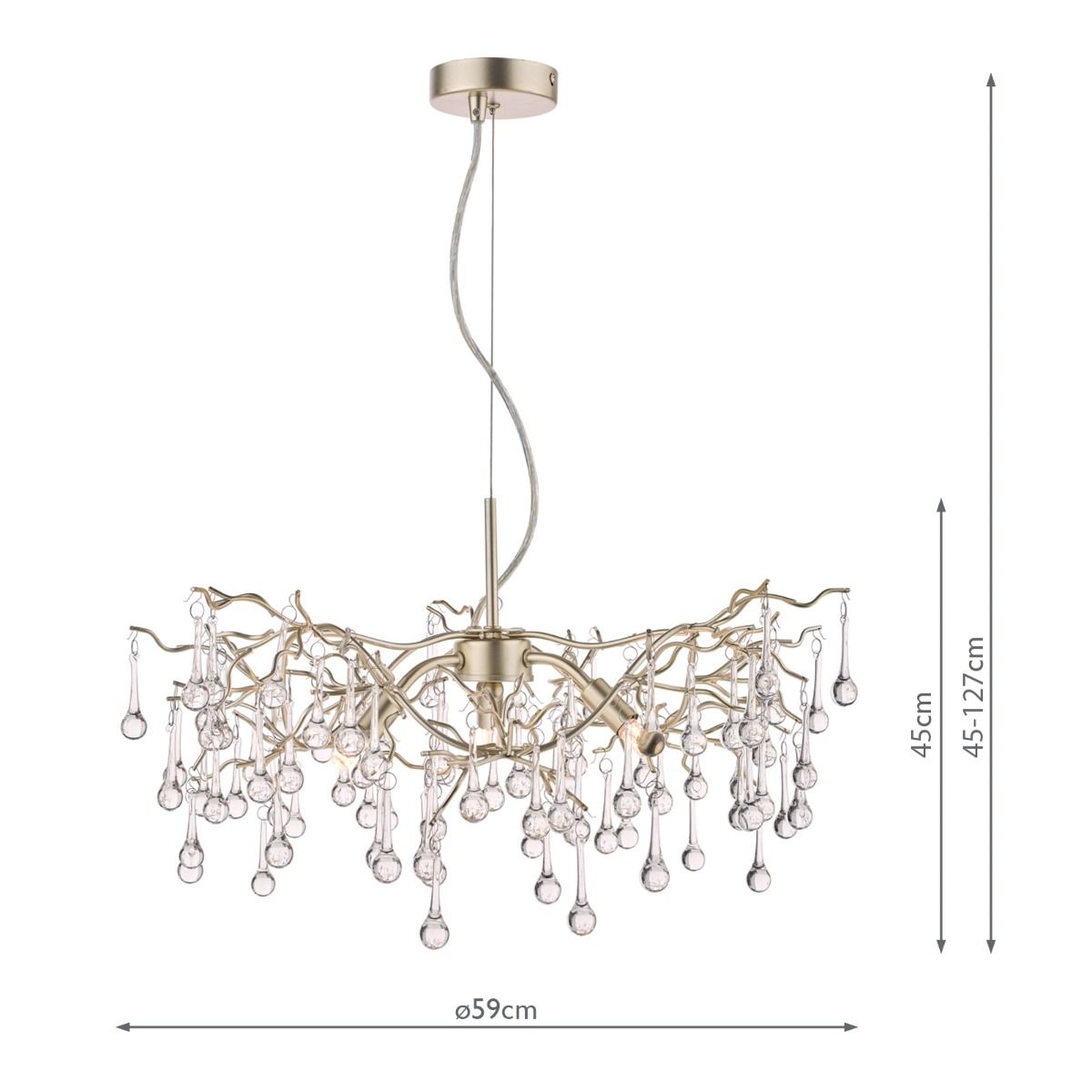 Laura Ashley Willow 3lt Pendant Champagne And Clear Crystal Symons Whichello Interiors